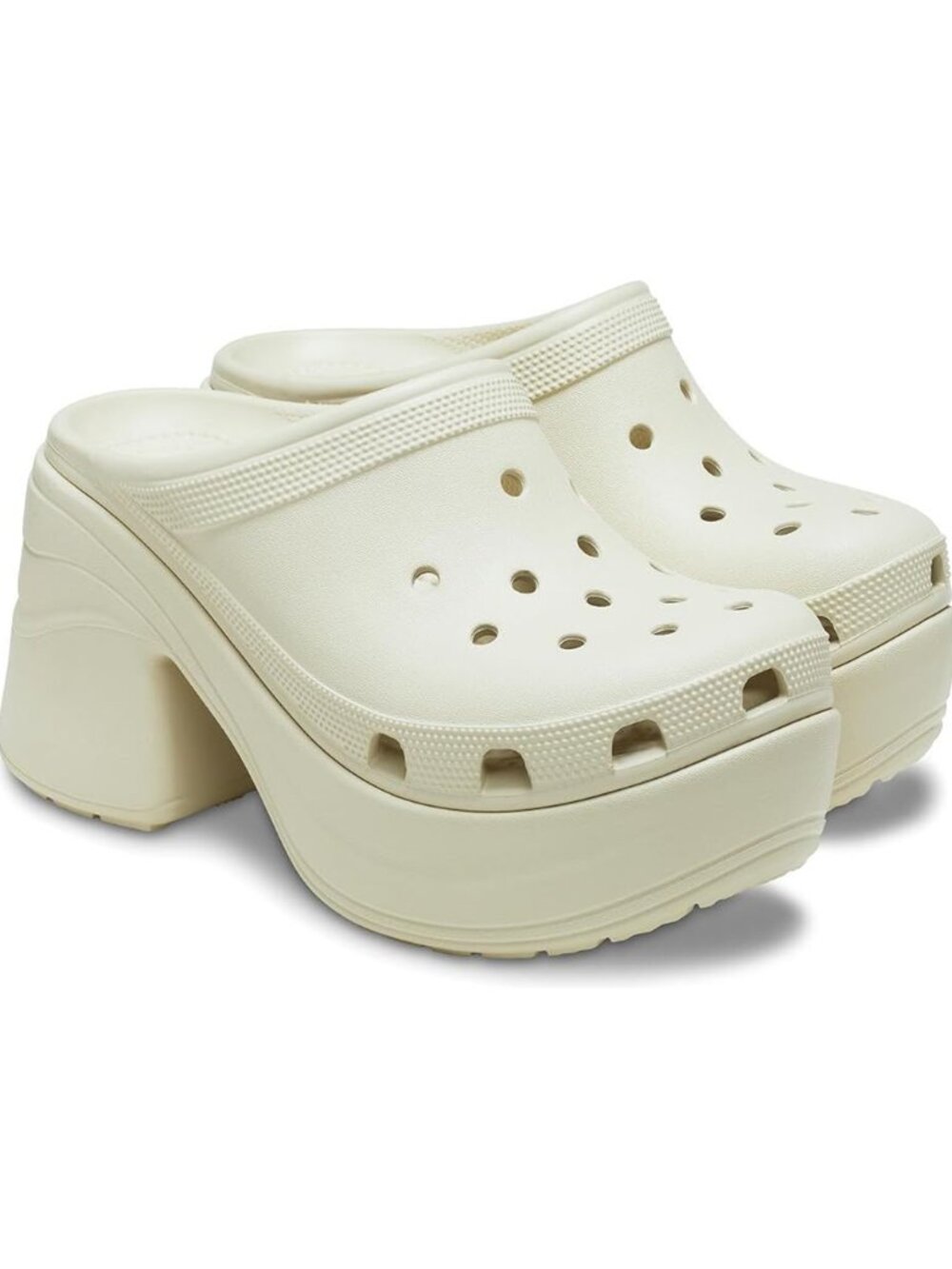 EUC Crocs Siren Beige Platform Heeled Clogs